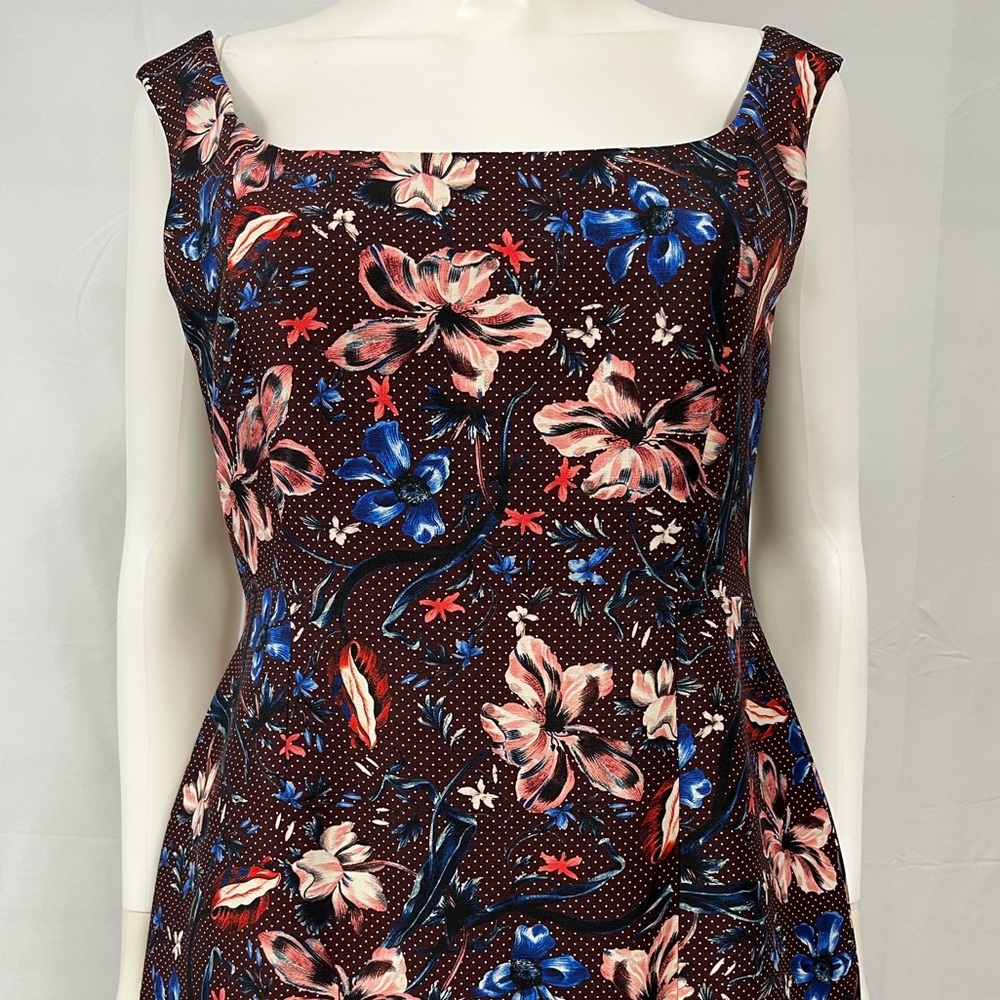 ERDEM Arlie Floral Jacquard Midi Sheath Dress Blue Pink Wedding Guest US 8 - Picture 4 of 15